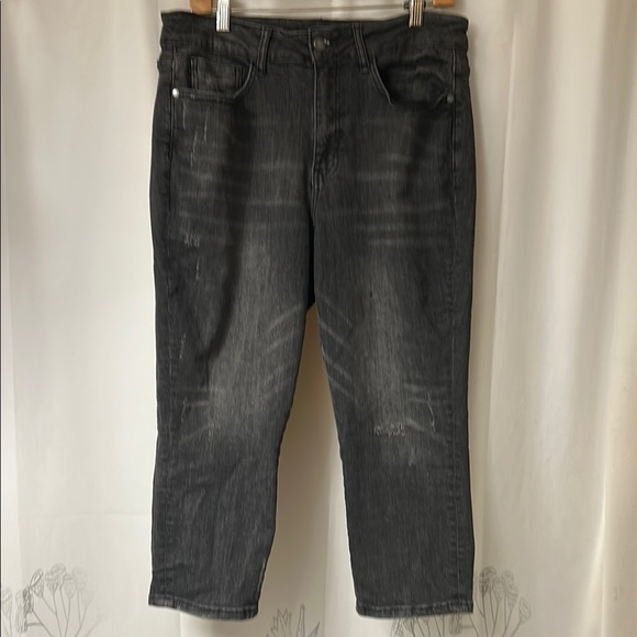 Women’s Judy Blue black slightly distressed skinny fit capri jeans Size 14W - Picture 2 of 12